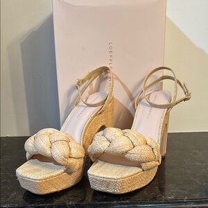 Loeffler Randall Cream Platform Shoes with Braided Design